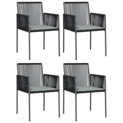 Garden Chair Set of 4 Black PE Rattan Medium Durable