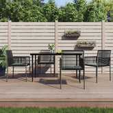 Garden Chair Set of 4 Black PE Rattan Medium Durable