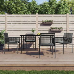 Garden Chair Set of 4 Black PE Rattan Medium Durable