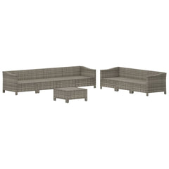 Garden Lounge Set Grey PE rattan, Powder-coated steel Modular