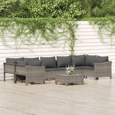 Garden Lounge Set Gray PE rattan, Powder-coated steel Large