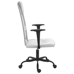 Office Chair White Mesh Fabric, Faux Leather, Metal, Plywood