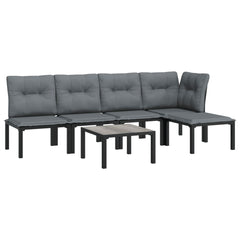Garden Lounge Set Black and Grey Poly Rattan Large Modular