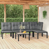 Garden Lounge Set Black and Grey Poly Rattan Large Modular