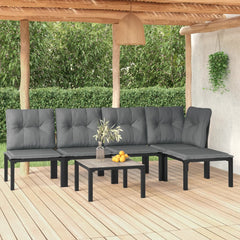 Garden Lounge Set Black and Grey Poly Rattan Large Modular