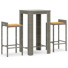 Garden Bar Set Grey PE rattan Durable Garden Bar Set