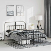 Bed Frame Black Powder-Coated Steel King Size