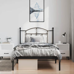 Bed Frame Black Steel Twin Rectangular Modern Durable