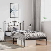 Bed Frame Black Steel Twin Rectangular Modern Durable