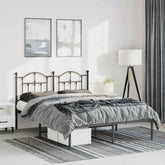 Bed Frame Black Powder-Coated Steel Double Bed Frame