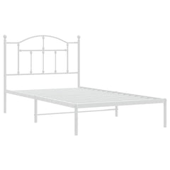 Bed Frame White Steel Single Bed Frame Rectangular Modern