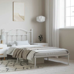 Bed Frame White Steel Single Bed Frame Rectangular Modern