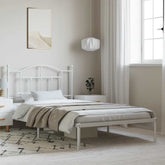 Bed Frame White Powder-Coated Steel Twin Bed Frame Rectangular