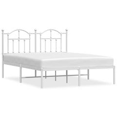 Bed Frame White Powder-Coated Steel Double Bed Frame
