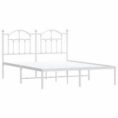 Bed Frame White Powder-Coated Steel Double Bed Frame