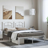 Bed Frame White Powder-Coated Steel Double Bed Frame