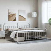 Bed Frame White Powder-Coated Steel Double Bed Frame