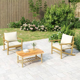 Garden Chair Cream Cushions Bamboo, Polyester, Foam, PP Cotton