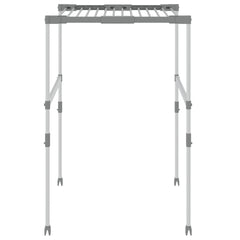 Adjustable aluminum clothes drying rack with 36.1 feet of hanging space and sturdy silver finish.