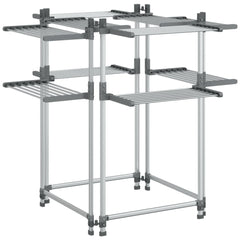 Bostome 2-Tier Aluminum Laundry Drying Rack with a foldable design and stable two-tier structure.
