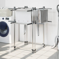 Bostome 2-Tier aluminum laundry drying rack with foldable design and stable frame.