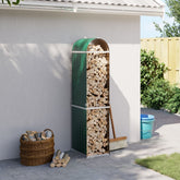 Log Holder Green 15.7x17.7x66.9 Galvanized Steel