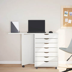Rolling Cabinet White Solid pine wood, engineered wood, plastic