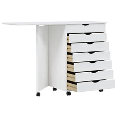 Rolling Cabinet White Solid pine wood, engineered wood, plastic