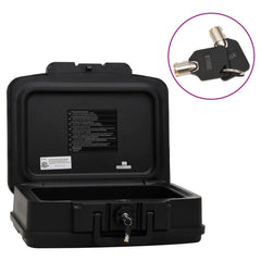Black Bostome fireproof waterproof safe box, 17.3x14.6x6.5 inches, with keyed lock.