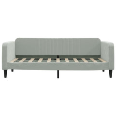 Day Bed Light Grey Velvet, Metal, Plywood, Solid Wood Twin