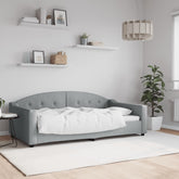 Day Bed Light Grey Polyester Fabric, Metal, Solid Wood, Plywood