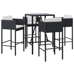 Garden Bar Set Black, Cream White PE Rattan, Powder-coated Steel