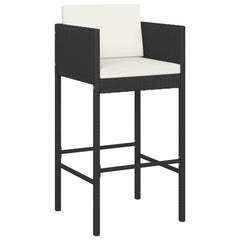 Garden Bar Set Black, Cream White PE Rattan, Powder-coated Steel