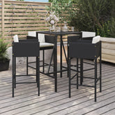 Garden Bar Set Black, Cream White PE Rattan, Powder-coated Steel