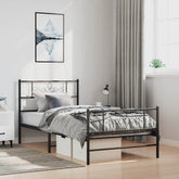 Bed Frame Black Powder-Coated Steel Single Bed Frame