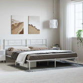 Bed Frame White Powder-Coated Steel Full Bed Frame Rectangular