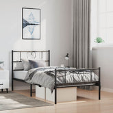 Bed Frame Black Powder-Coated Steel Twin Bed Frame Rectangular