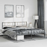 Bed Frame Black Powder-coated Steel Double Bed Frame