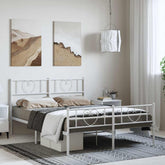 Bed Frame White Powder-coated steel King Bed Frame Rectangular