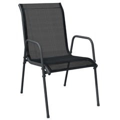 Garden Dining Set Black, Anthracite Steel, Textilene, Tempered Glass