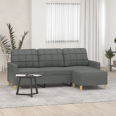 3-seater Sofa With Footstool Dark Grey
