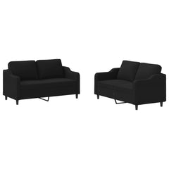 Sofa Set Black Fabric (100% polyester), metal, textilene, plywood
