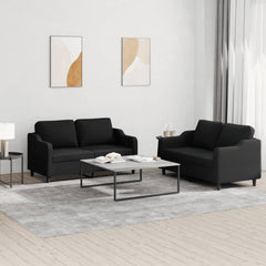 Sofa Set Black Fabric (100% polyester), metal, textilene, plywood