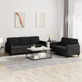 Sofa Set Black Velvet (100% polyester), metal, textilene, plywood