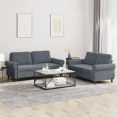 Sofa Set Dark grey Velvet, metal, textilene, plywood 2-Seater