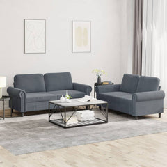Sofa Set Dark grey Velvet, metal, textilene, plywood 2-Seater