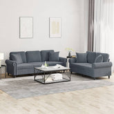 Sofa Set Dark Gray Velvet (100% polyester), metal, textilene, plywood