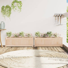 Garden Planter Set of 2 Natural wood Solid pine wood