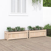 Garden Planter Set of 2 Natural wood Solid pine wood