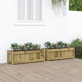 Garden Planter Set of 2 Natural wood finish Solid pine wood Large